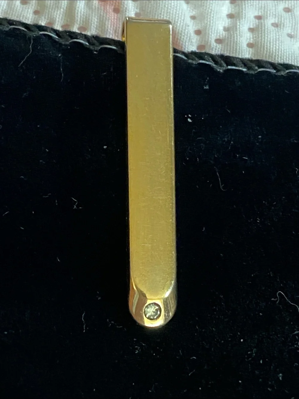 Gold Tone Tie Clip - Classic Minimalist Style Diamond accent vintage